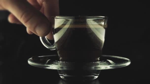 Coffee cup on black background — Stock Video