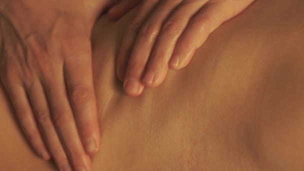 Concepto de masaje. Hermosa joven recibe un masaje relajante — Vídeos de Stock