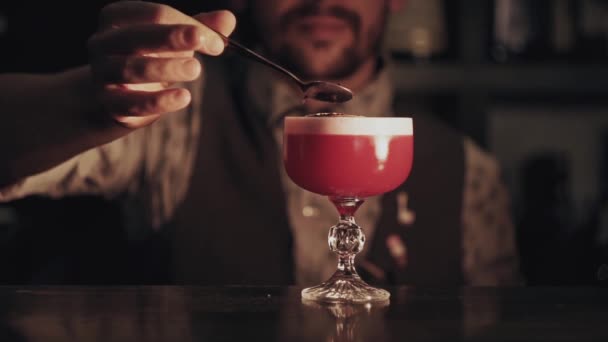 Barman Maak een cocktail — Stockvideo