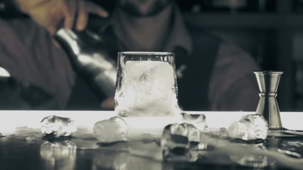 Barmen bir barda bir kokteyl yapmak — Stok video