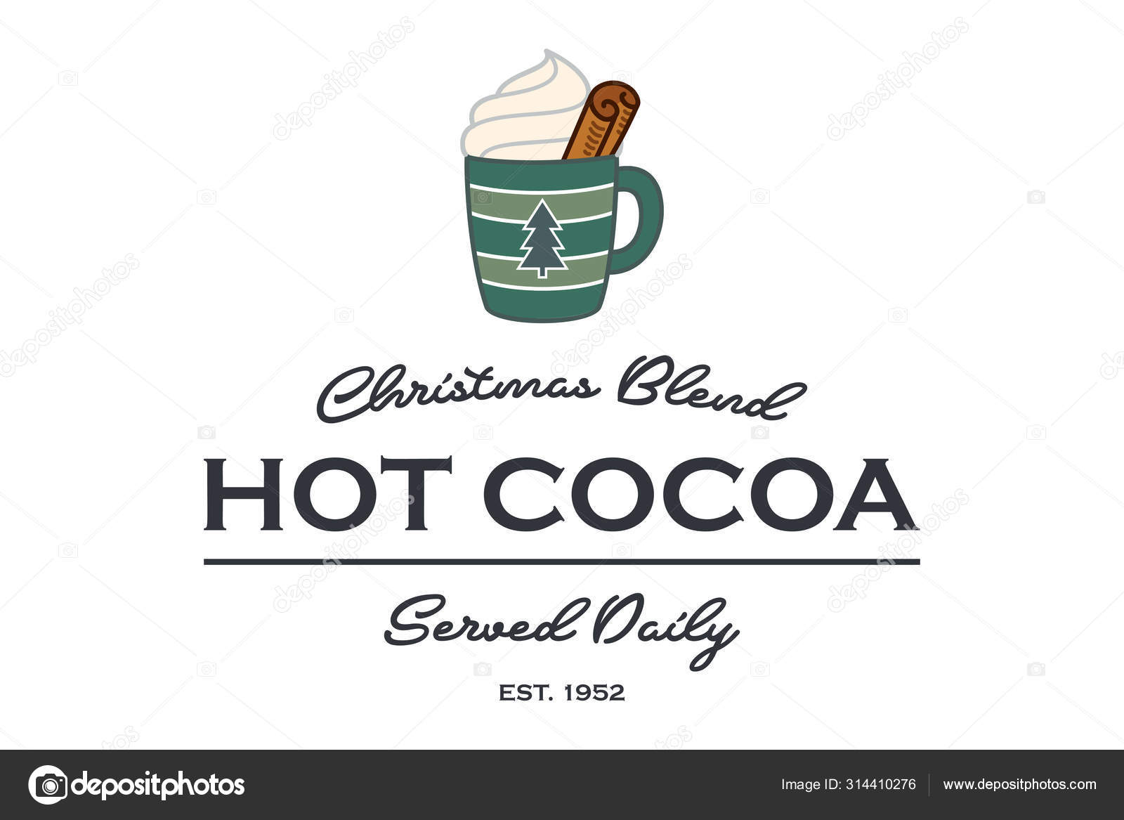 Vintage Christmas Blend Hot Cocoa Sign Stock Vector by ©deenphoto 314410276, image size:1600x1167