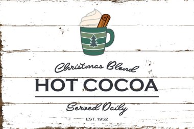 Vintage Hot Cocoa Sign with Shiplap Design clipart