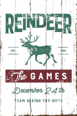 Vintage Christmas Reindeer Sign with Shiplap clipart