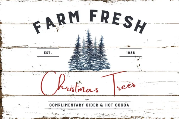 Vintage Christmas Farm Fresh Tree Sign Shiplap Design Grafik Vektor