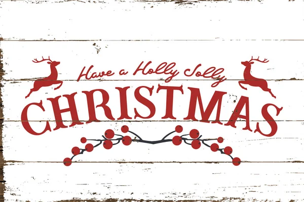 Vintage Holly Jolly Christmas Sign Shiplap Design Stock Illusztrációk