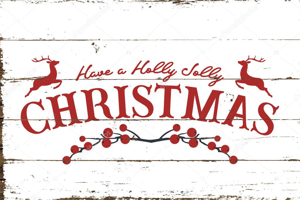 Vintage Holly Jolly Christmas Sign with Shiplap Design