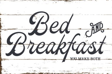 Vintage Farmhouse Bed and Breakfast Sign with Shiplap Design clipart