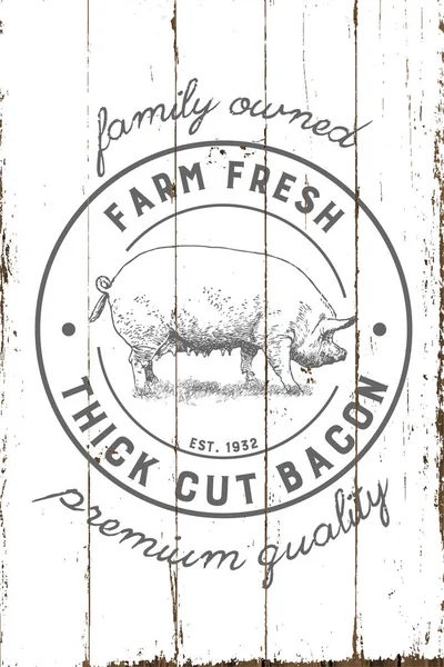 Vintage Farmhouse Thick Cut Bacon Sign Shiplap Design — Stock Vector