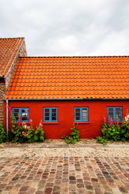 Ribe, Danimarka 'daki kırmızı bina.