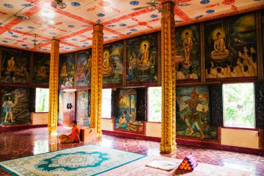 4000 adadaki tapınağın içi, Laos..