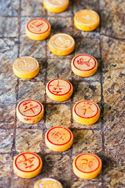 Asztalok Játék Darabok Xiangqi Boardgame Más Néven Kínai Sakk Vietnam — Stock Fotó