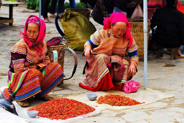 Bac Vietnam September Unidentified Women Flower Mong Ethnic Minority People — Stock Photo, Image