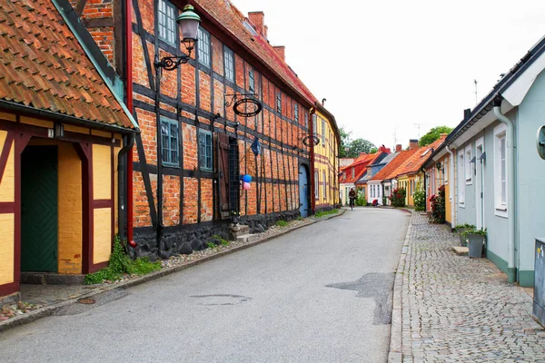 Ystad Suecia Julio 2011 Callejón Del Pueblo Sueco Con Puertas —  Fotos de Stock