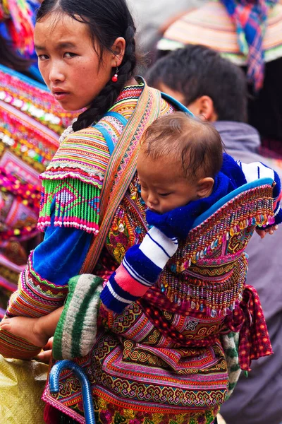 Bac Vietnam September Unidentified Women Flower Ong Ethnic Minority People — 图库照片