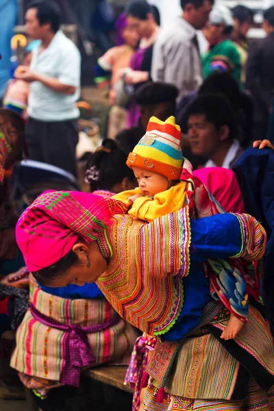 Bac Vietnam September Unidentified Women Flower Ong Ethnic Minority People — 图库照片