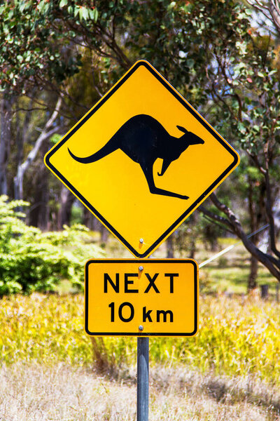 Australia kangaroo yellow sign