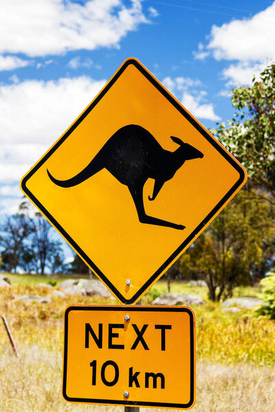 Australia kangaroo yellow sign