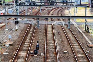 Melbourne, Victoria, Avustralya 'ya giden tren rayları.