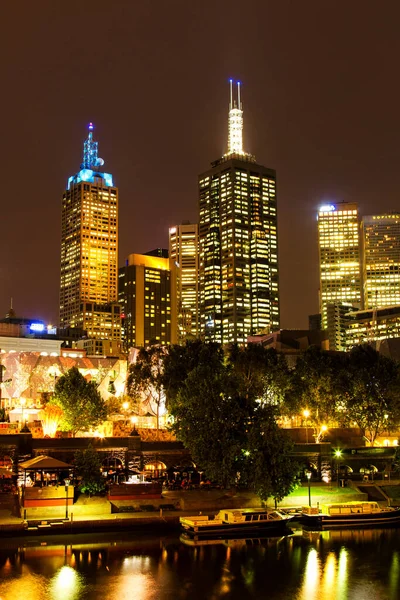Melbourne Australia Dec Melbourne Cbd Night Panorama Flinders Station Yarra — 스톡 사진