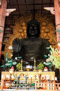 Nara, Japonya - 16 Ocak 2013 'te Japonya' nın Nara kentinde Daibutsu Övgüleri.
