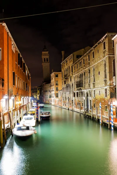 Canal Venecia Por Noche Italia — Foto de Stock