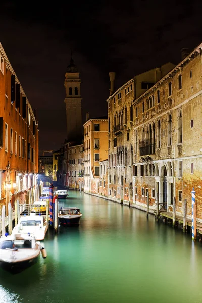 Canal Venecia Por Noche Italia — Foto de Stock
