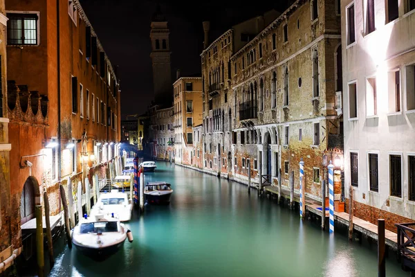 Canal Venecia Por Noche Italia — Foto de Stock