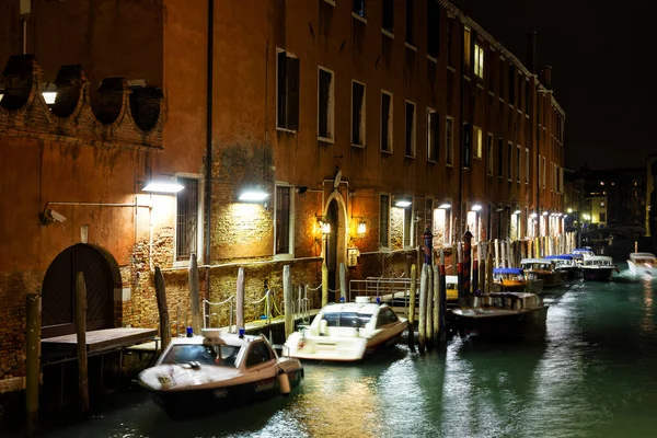 Canal Venecia Por Noche Italia — Foto de Stock