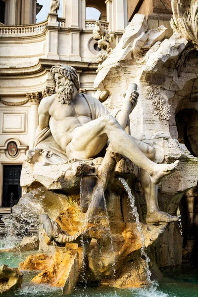 Simbolica Figura Del Fiume Gange Alla Fontana Dei Quattro Fiumi — Foto Stock