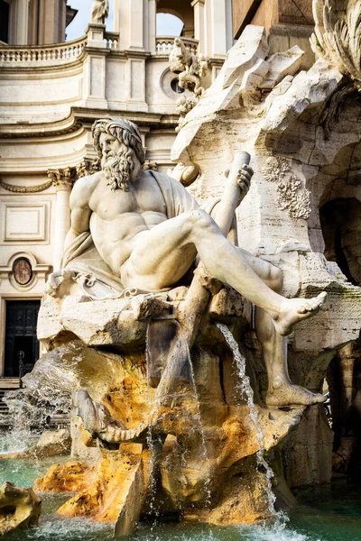 Symbolique Rivière Ganges Figure Fontana Dei Quattro Fiumi Dans Centre — Photo