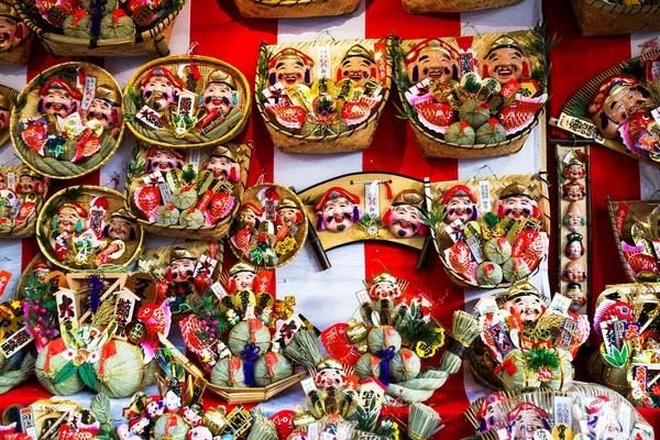 Μάσκες Στην Αγορά Της Οσάκα Στην Ιαπωνία — Φωτογραφία Αρχείου