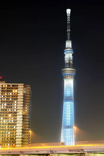 Tokyo Jan 東京スカイツリーの夜景 634M 2013年1月17日 東京で日本一 世界2位の高さを誇り 年間1千万人以上の観光客が訪れる — ストック写真