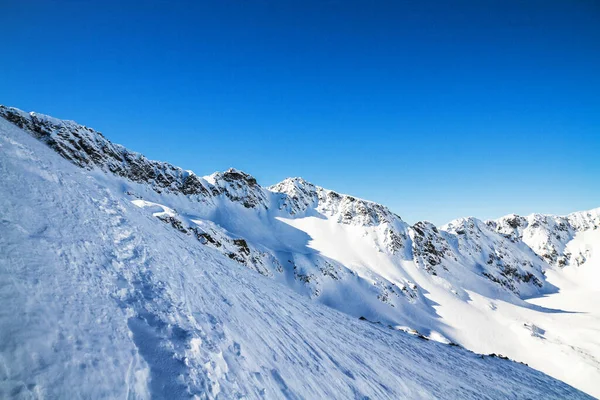 波兰塔特拉山高山冬季小径山谷雪 — 图库照片