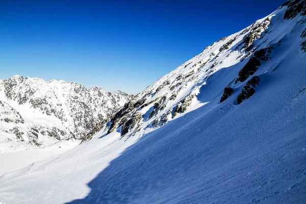 Winter Trail Mountain Valley Snow High Tatra Mountains Polônia — Fotografia de Stock