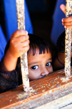 SRI LANKA - 18 Mart: Dambethanna 'da etnik kökenli çocuklar. Dambethanna anaokulu ve okul, 18 Mart 2013 'te Dambethanna, Sri Lanka' da birçok turistin ziyarete geldiği Lipton Fabrikasının yanında.