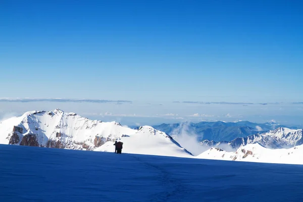 Gergeti Glacier Πεζοπορία Kazbek Καύκασος Γεωργία — Φωτογραφία Αρχείου