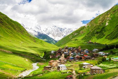 Ushguli - the highest inhabited village in Europe. Caucasus, Upper Svaneti - UNESCO World Heritage Site. Georgia. clipart