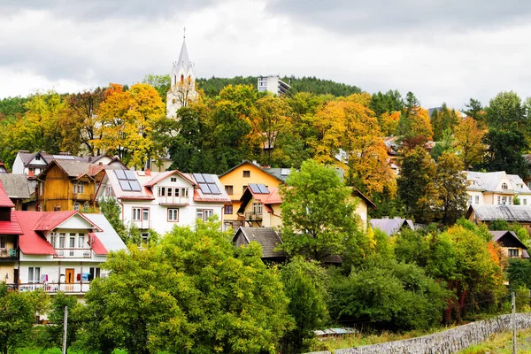 Панорама Маленького Гірського Містечка Польських Карпатах — стокове фото