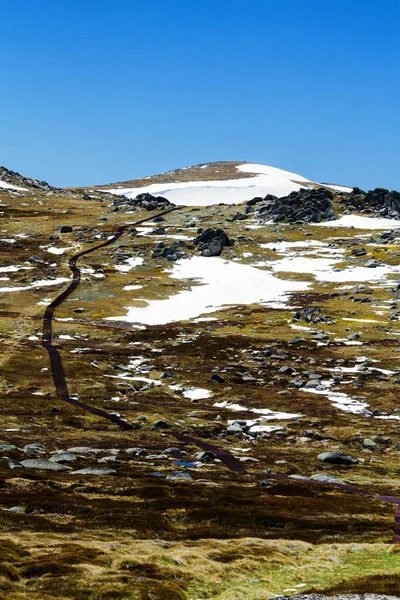 Piste Marche Vers Mont Kosciuszko Dans Les Montagnes Enneigées Nouvelle — Photo