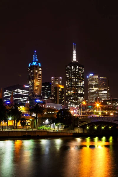 Melbourne Österrike Dec Melbourne Cbd Natt Panorama Med Flinders Station — Stockfoto