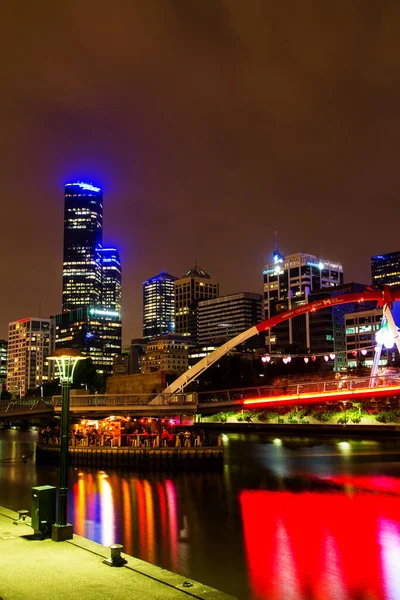 Melbourne Australia Dic Melbourne Cbd Night Panorama Flinders Station Yarra — Foto de Stock