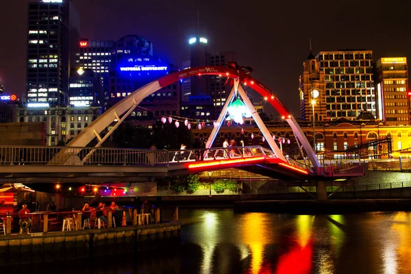 Melbourne Österrike Dec Melbourne Cbd Natt Panorama Med Flinders Station — Stockfoto