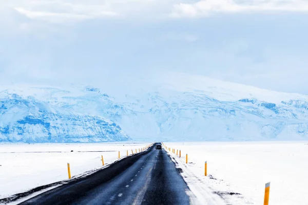 Imponerende Snølandskap Ved Ringveien Island – stockfoto