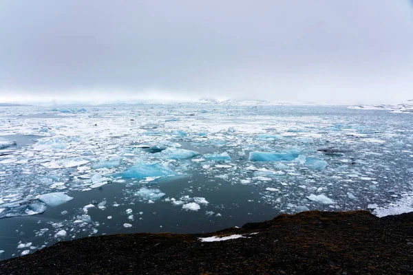 Piękny Widok Góry Lodowe Lagunie Lodowców Jokulsarlon Park Narodowy Vatnajokull — Zdjęcie stockowe