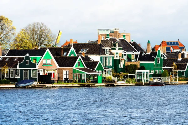 Malerischer Blick Auf Traditionelle Häuser Kanal Historischen Dorf Zaanse Schans — Stockfoto