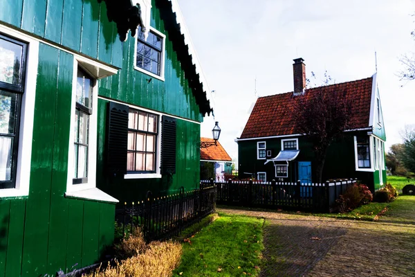 Picturesque View Traditional Houses Canal Historic Village Zaanse Schans Zaan — Stock Photo, Image