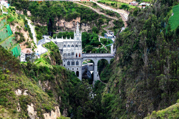 Most beautiful churches in the world. Sanctuary Las Lajas built in Colombia close to the Ecuador border