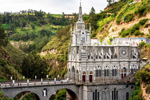Most beautiful churches in the world. Sanctuary Las Lajas built in Colombia close to the Ecuador border
