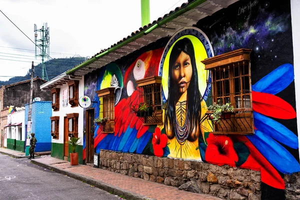Bogota Colombia Nov 2019 Вид Чарівну Яскраву Вулицю Районі Канделарія — стокове фото