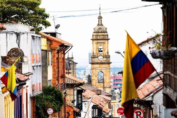 Bogota Colombia Nov 2019 Вид Чарівну Яскраву Вулицю Районі Канделарія — стокове фото